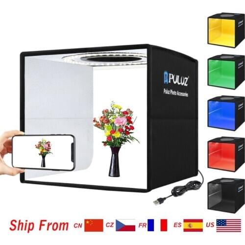 PULUZ 25cm Lightbox Folding Mini Photo Studio Light Box Photography Lighting Shooting Tent Box Kits with 12 Colors Backdrops