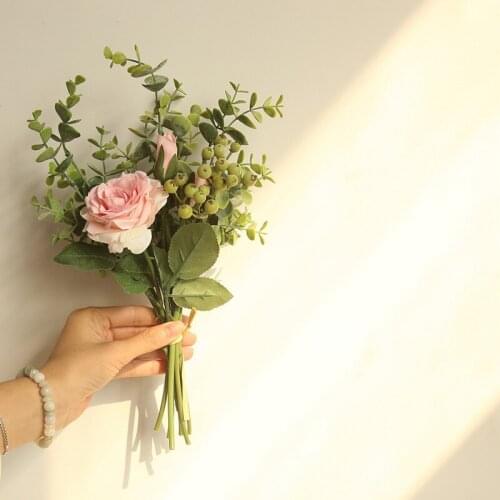 Mida Eucalyptus INS Rose Bouquet Source Artificial Flowers Wedding Decoration Holding Flower Wall Artificial Flower