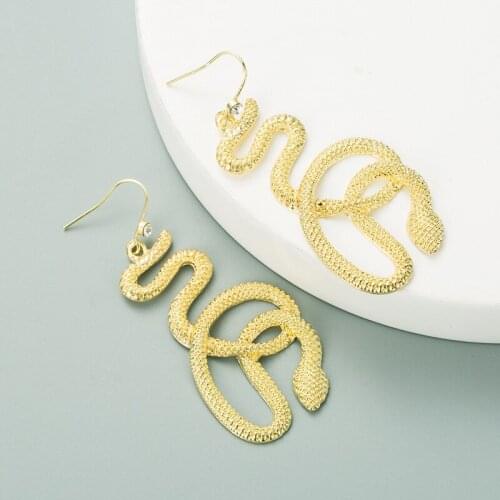 Men Women Long Snake Earrings New Fashion Hip Hop Punk Jewelry Unusual Twist Design Girls Animal Gold Alloy Metal Brincos