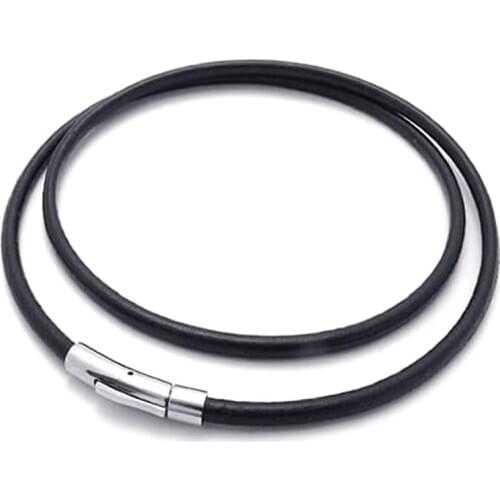 Man and Women Simple Black Leather Necklace Long Rope Cord String Pendant Necklaces Making Bayonet Clasps Jewelry