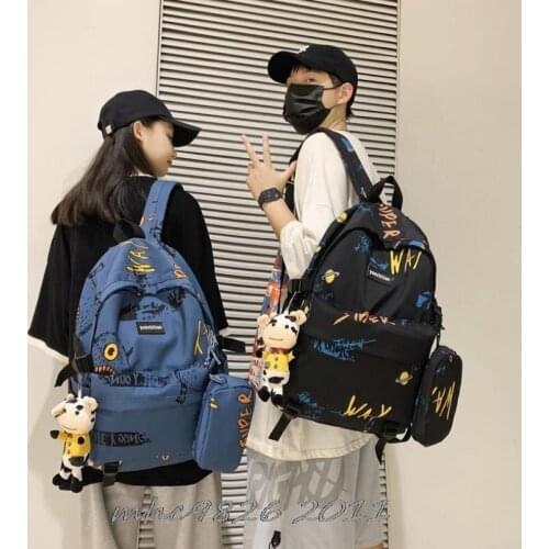 New Multi-Pocket Female Ins Backpack Book School Bag for Teenage Girls Boys Student Womens Travel Rucksack +Pencil Case