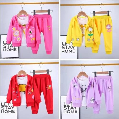 3PCS Autumn Girls Clothes Set Children Clothing Outfits Spring Coat Kids Tshirts Tracksuit Boys Set Tops Pants Trousers For Baby
