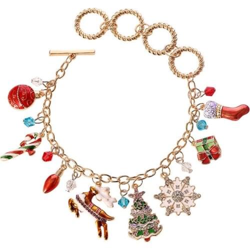 Christmas Bracelet Snowflake Deer Tree Charm Bracelets Pumpkin Spider Ghost Pendant Halloween Bracelet Party Ornaments Girl Gift