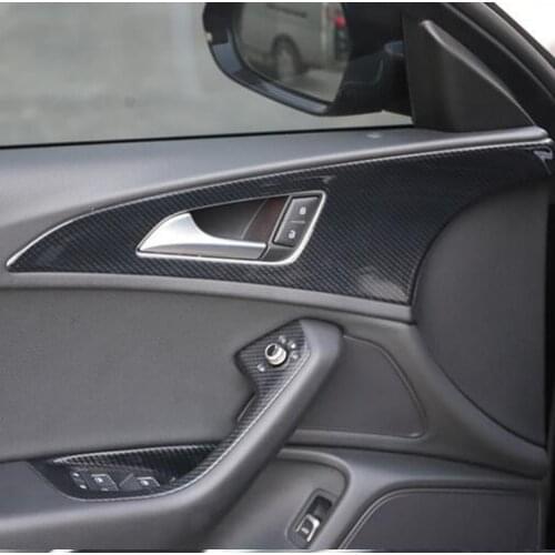 Carbon Fibre Door Handle Window Glasses Switch Gear Cup Decorated Frame For Audi A6L 2012 13 14 15 16 17 18 CAA228A
