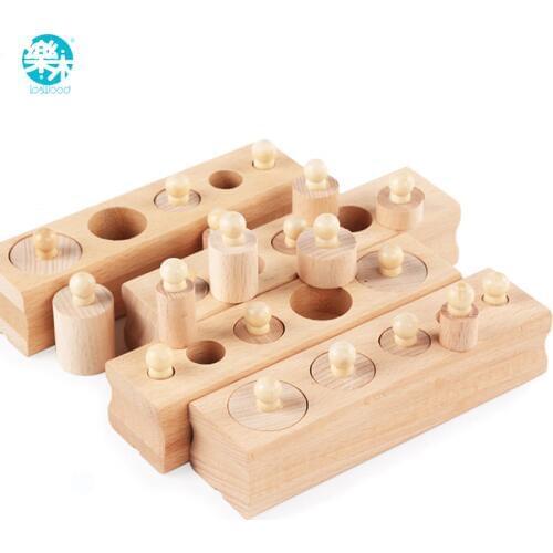 On sell Russian warehouse Wooden toys Montessori Educational Cylinder Socket Blocks Toy Baby Development Practice and Senses