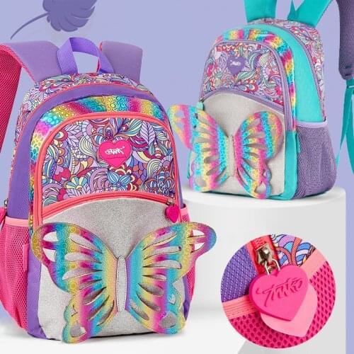 School Bags for Girls Kids Backpack 3D Cute Fairy Butterfly Reversible Glitter Bookbag