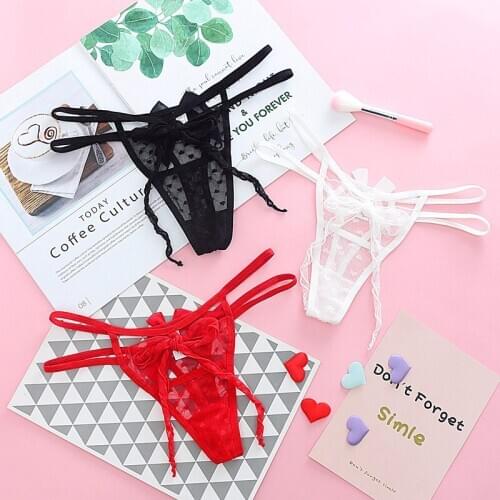 3pcs Women Thongs G Strings Sexy Panties Transparent Gauze Low Waist Lace Underwear Women Calcinha Feminina