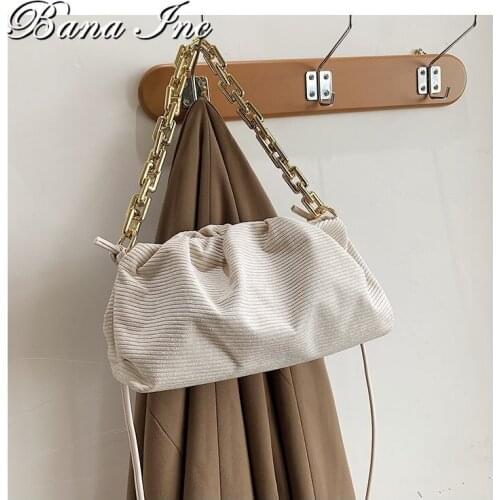 Corduroy Light Chain Handbags for Women 2021 Spring New Light Luxury Crossbody Shoulder Bags Green Purses Lady Fashion Clutch