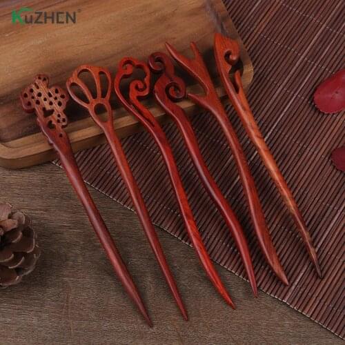 Vintage Wood Carved Hairpin Handmade Chopstick Hair Stick Hair Clips Accessories Retro Style Hair Styling Tools For Women
