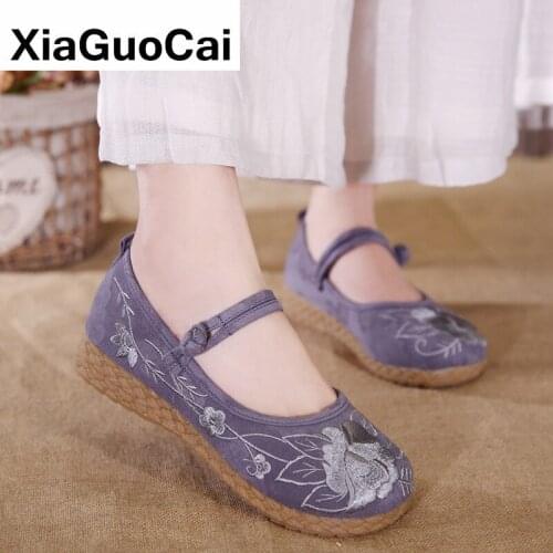 Spring Autumn Women Shoes Ancient Embroidered Breathable Comfortable Ladies Footwear Ethnic Style Cloth Female Shoes Outside