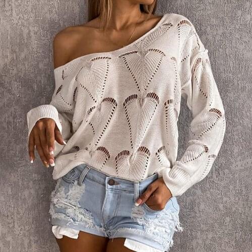 Womens Sweatershirts Hollow Out Boho Knitting Tunic Top Jumper Mujer Loose Womens Sweater Knitted Pullover Ladies Tops