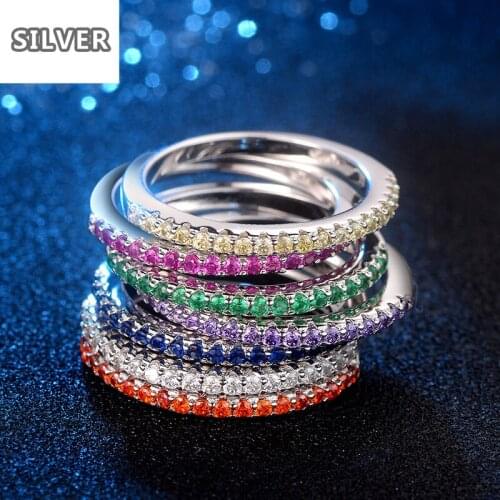 7 Colors Infinity Band Ring AAA Zircon Cz 925 Silver Anniversary Wedding Rings For Women Bridal Jewelry Natural Stone Jewelry