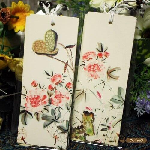 1pcs[BZNVN] elegant beaded bookmarks wholesale Chinese style summer flower bookmarks lotus set of 5