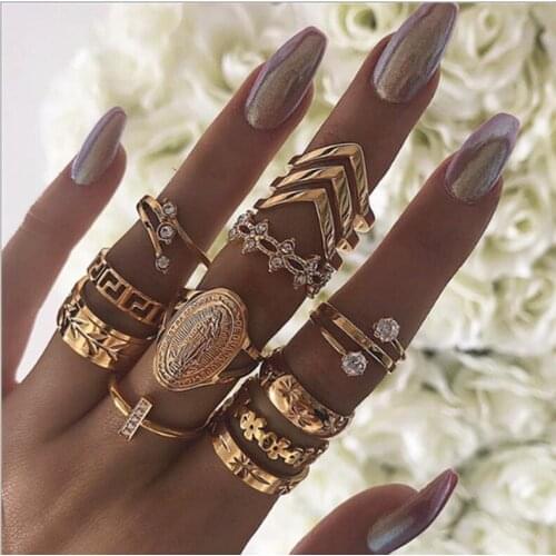 13 Pcs/Set Women Boho Vintage Knuckle Stacking Finger Rings Set