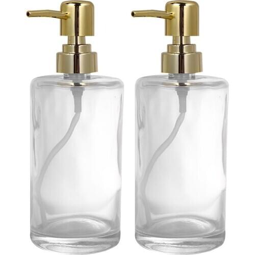 2Pcs 400ML Glass Lotion Sub-Bottling Shampoo Bottle Shower Gel Bottle Transparent Lotion Travel Bottles Practical Travel Bottles