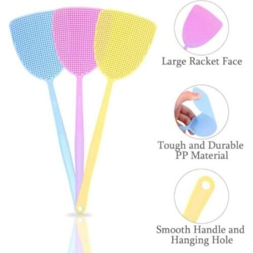 2pcs Durable Mesh Surface and Long Handle Fly-swatter Fly Swatter Mosquito Swatter Household Summer Plastic Fly Swatter