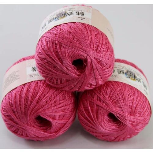 3ballsx50g New Soft Hand Cotton Lace Wool Yarn Crochet Shawl Scarf Knitting Berry Pink 16103-3