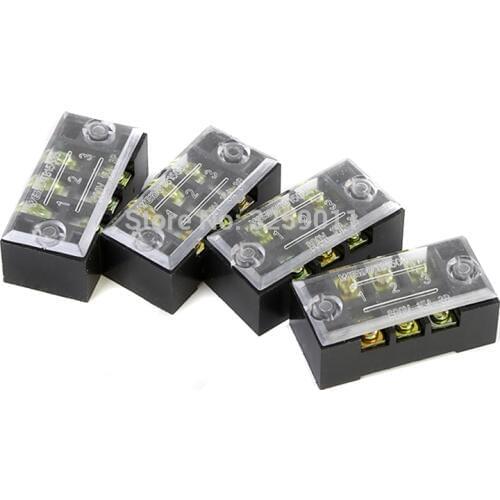 50PCS TB-4503 3 Positions Dual Rows 600V 45 A Wire Barrier Block Terminal Strip black Iron