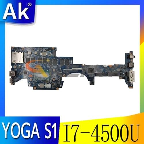 Akemy ZIPS1 LA-A341P Motherboard For Lenovo Thinkpad YOGA S1 Laptop Motherboard CPU I7 4500U 8G RAM 100% Test Work
