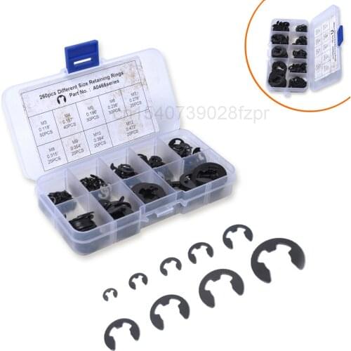 Automobile Circlip E-type Circlip Spring Steel 65 Manganese General-purpose Circlip Shaft Circlip Open Type 260 Sheet Package