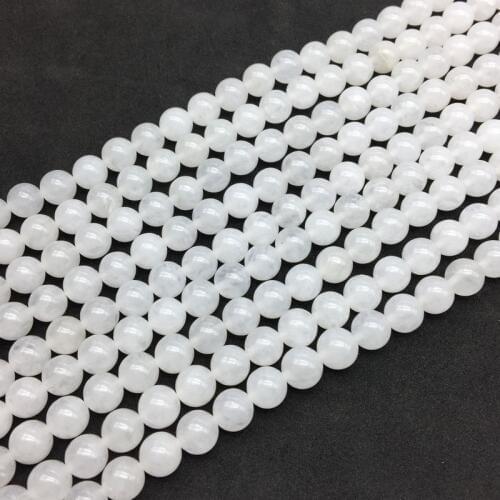 BEADZTALK Natural White jades Stone Beads Round Smooth 4 mm 6 mm 8 mm 10 mm 12 mm DIY Making Bracelets Necklace