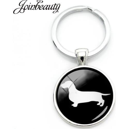 JOINBEAUTY Cute Dachshund Key Chain Vintage Minimalist Hound Silhouette Art Keychain Lovely Pet Dog Profile Jewelry KC354