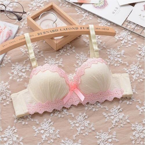 New girl pure white Japanese gather lace small bra cute student bra adjustment type ladies lingerie