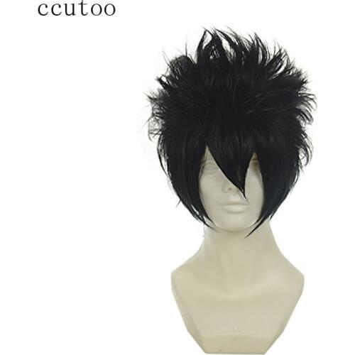Ccutoo 12" Short Black White Red Brown Blue Short Shaggy Layered Fluffy Synthetic Hair Cosplay Wigs Naruto Uchiha Sasuke
