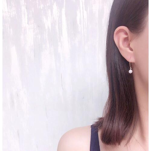 Domino Handmade Hoop Earrings With Freshwater Pearl semi circle earrings Elegant earrings Minimalist earrings Gift for her