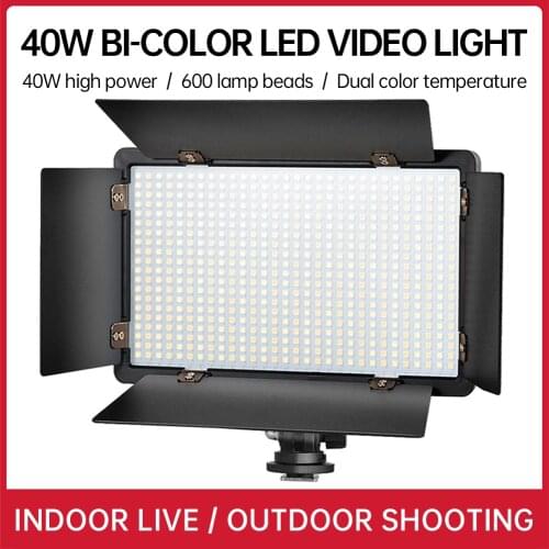 40W Bi-Color LED Video Light 600 Lamp Beads 3200K-5600K for Canon Nikon DSLR Camera Vlog Fill Light Photography Studio Lighting