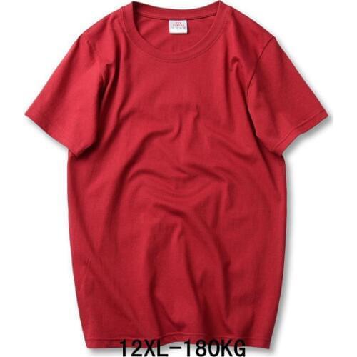 Mens Big T-Shirt Large Size 5XL 6XL 7XL 8XL 9XL 10XL 11XL 12XL Summer Short Sleeve Round Neck Loose Casual Sweatshirt Red