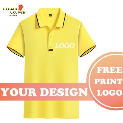 POLO shirt top 8-color custom logo short-sleeved high-end light luxury style lapel printing DIY brand text