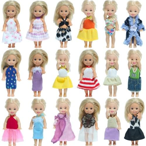 Random 5 Set Cute Mini Outfit Blouse Trousers Pants Uppers Bottoms Dress Bikini Clothes for Kelly Baby Size Doll xMas Play Toys