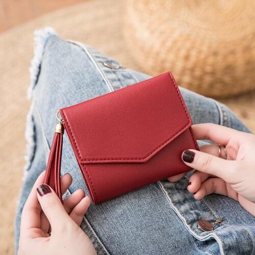 Short Wallet Female Korean Version of The Tassel Small Wallet Simple Square Simple Wallets Ladies Coin Purse Mini Bag