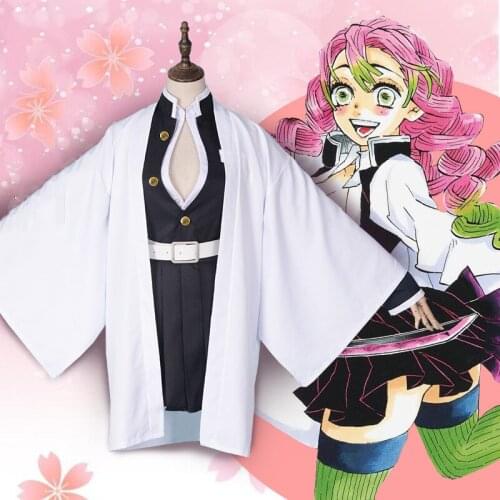 Anime Demon Slayer Kimetsu No Yaiba Cosplay Costumes Kanroji Mitsuri Cosplay Costume Halloween Kimono Cloth Fancy Party Dress