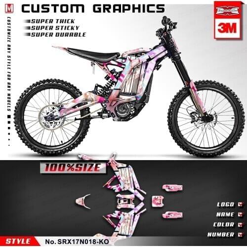 KUNGFU GRAPHICS Custom Stickers Wraps Kit for Sur-Ron Light Bee X/S Electric Bike (Style no. SRX17N018-KO), Pink