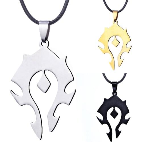 Hot Jewelry Stainless steel Pendant World of Warcraft Horde Alliance Logo Necklace Men Gifts