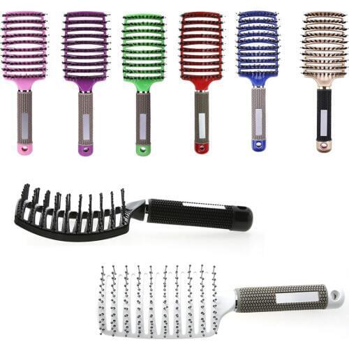 Hair Scalp Massage Comb Bristle & Nylon Hairbrush Wet Curly Detangle Hair Brush for Salon Hairdressing Curly Styling Tools