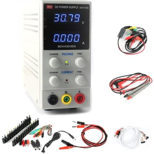 MCH-K3010DN 30V 10A 0.01V/0.001A 4-digit Display Adjustable Switching Laboratory DC Power Supply +DC Jack Sets For Laptop Repair