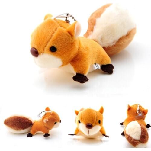 Cute Cartoon Squirrel Plush Stuffed Doll Toy Keychain Key Ring Backpack Ornament