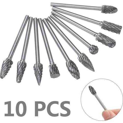10pcs 3*6mm Carbide Rotary Tungsten Steel Bit Stainless Grinding Head Bit Set Precision Cutting Tool