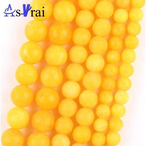 Natural Stone Matte Yellow Mellite Jades Spacer Loose Round Beads For Jewelry Making 6/8/10mm Diy Bracelets Accessories 15"