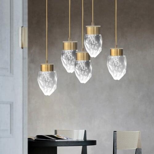 New Acrylic Led Pendant Lamp Nordic luxury brass Dining Room Bar Kitchen suspension Luminaire bedroom bedside Hanging lights