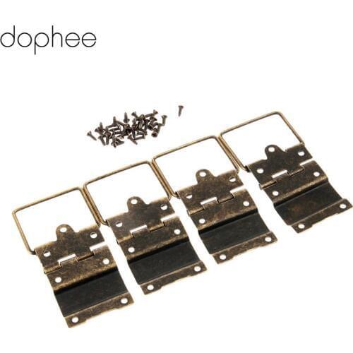 Dophee 4Pcs 34*53MM Antique Cabinet Hinges Furniture Accessories Door Hinges Drawer Jewellery Box Hinges For Furniture Hardware