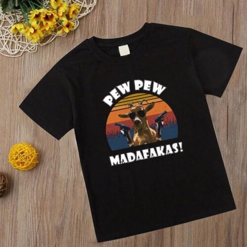 Pew Pew Madafakas Printed Kids Tshirt Vintage Boys Girls T Shirt Clothes Baby Summer Tops T-shirt Harajuku Streetwear Children