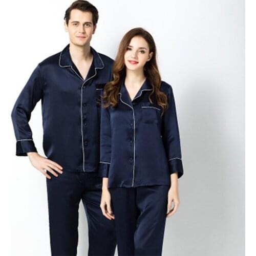 100 Silk Pajamas Pijama Suit Pyjamas Women Set Gold Full Silk Lady Blue Red Long Length19 Momme Ladies Sleepwear