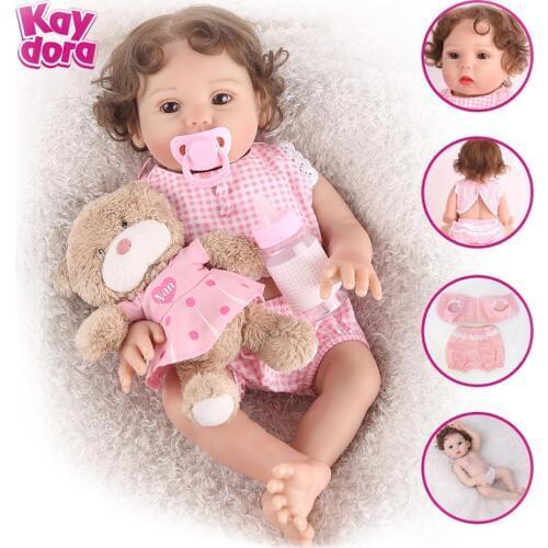 KAYDORA Full Silicone Bebe Reborn Baby Girl Dolls 48cm Alive Boneca Bath Play Toys silicone inteiro Toddler Kids Surprise Gifts