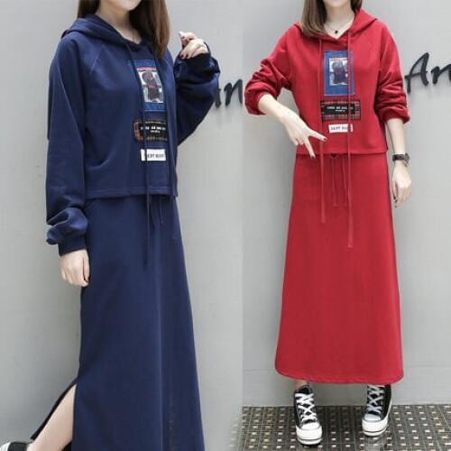 Casual Plus Size 5xl Autumn New Top And Skirt Conjunto Feminino Classic Wild Two Piece Set Brief Atmosphere Sweatshirt For Women