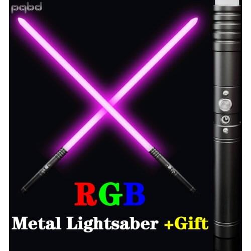 Pqbd Heavy Dueling Sound Lightsaber RGB Color Change Metal Hilt Blaster Toy FX Laser Sword Cosplay LED Luminous Light Saber Gift