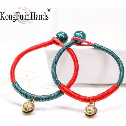 Simple Copper Bell Pendant National Style Retro Couple Girlfriends Bracelet Handmade Rope 18CM Length Rope New Arrivals For Lady